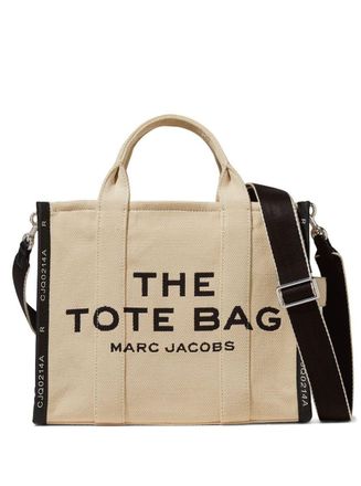 Marc Jacobs Small Tote Beige Tote With Contrasting Logo Embroidery In Cotton And Polyester Woman Marc Jacobs