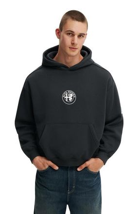 Cotton On Mens Box Fit Alfa Romeo Hoodie in Lcn Alf Washed Black Alfa at Nordstrom, Size Xx-Large