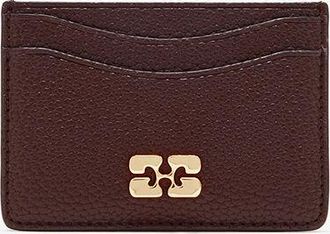 Ganni Brown Card Holder in Grained