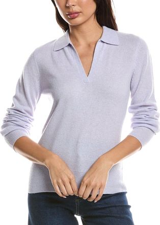 Fort&eacute; Cashmere Split Neck 100% Cashmere Polo Sweater
