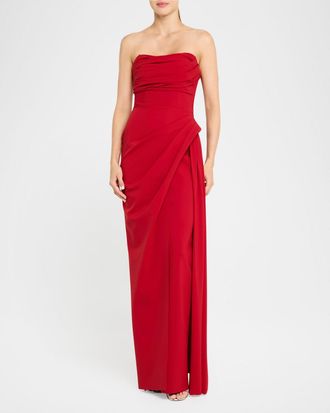 La Petite Robe Di Chiara Boni Strapless Ruched Column Gown