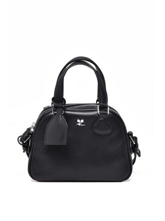 Courr&egrave;ges Black Leather Pouch