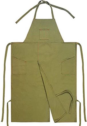 OEM Delantal De Lona, Pantalones Largos Repelentes Al Agua Con Abertura En La Pierna, Delantal Con Bolsillos, Verde