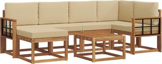 vidaXL Conjunto De Sof&aacute;s De Exterior 7 Uds. Natural Y Beige Vidaxl