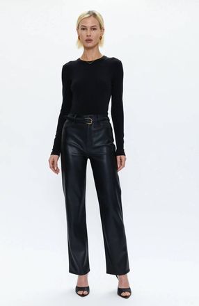Pistola Denim Bailey Long Sleeve Crew Neck Thong Bodysuit In Noir