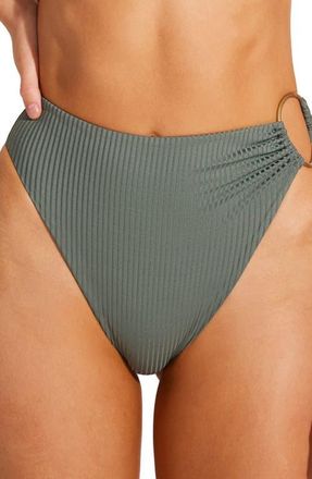 Vitamin A Lolita Ring High Waist Bikini Bottoms in Sea Green Ecorib at Nordstrom, Size X-Small