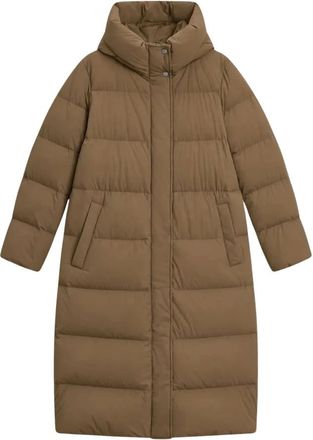 Woolrich Madison Long Coat - Dames - Mantels - Bruin - Maat: L Zijde