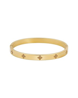 Adornia Adornia 14K Plated Stainless Steel Cz Tarnish-Resistant Pave Clover Cuff Bracelet