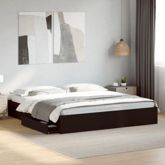 Berkfield Home Bed Frame with Drawers without Mattress Black 200x200 cm