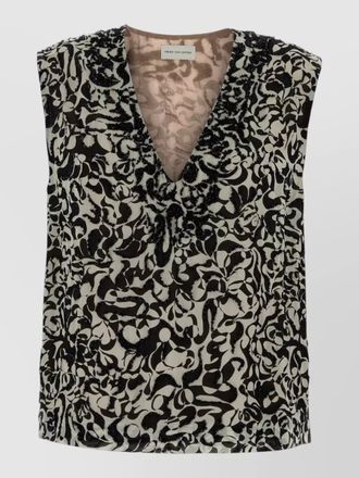 Dries Van Noten crepe college top floral trim neckline