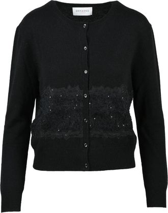 Ermanno Scervino Black Lace Polyester Cardigan