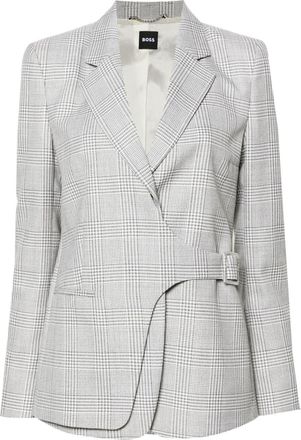 BOSS Prince of Wales check blazer - women - Viscose/Polyester/Virgin Wool - 42 - Grey
