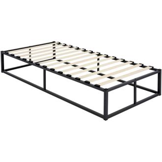 ML Design Ml-design - Cama De Estructura Metalica 90x200 Cm Sobre Marco De Acero Inoxidable Con Somier Color Negro Amplio Espacio De Almacenamiento Mueble Dise&ntilde;