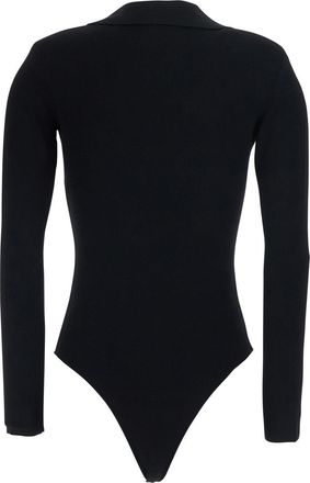 Elisabetta Franchi Womens Knit Top With High Neck And Long Sleeves Black Technical Fabric Tops