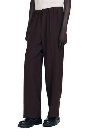 Sandro Wide-leg trousers in Chocolate at Nordstrom, Size 46 X 33 Eu