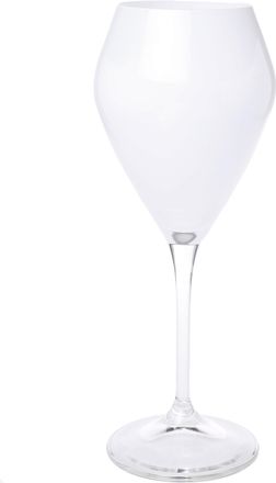 Classic Touch Set of 6 White V-Shaped Wine Glasses with Clear Stem