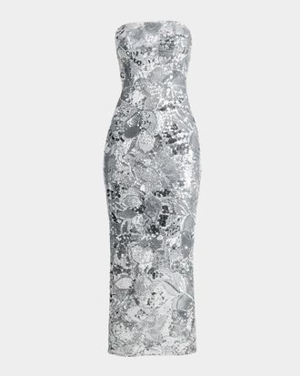 Helsi Leslie Strapless Sequin Column Gown