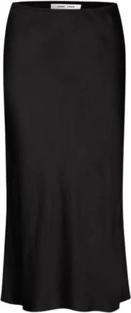 Samsøe & Samsøe Midi Skirts, female, Black, Size: XS Black Midi Skirt Slim Fit Bias Cut