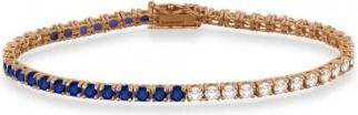 Allurez Lab Grown Diamond & Blue Sapphire Eternity Tennis Bracelet 14K Rose Gold (5.00ct)