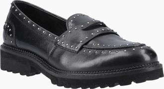 Hush Puppies Womens Hush Puppies Genie Leather Womens Black Standard Loafers - Size: 5