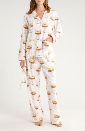PJ Salvage Print Flannel Pajamas in Ivory at Nordstrom Rack, Size X-Small