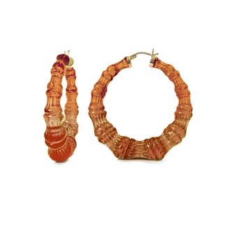 Gold & Honey Womens Lucite Bamboo Hoop Earrings In Rum & Coke