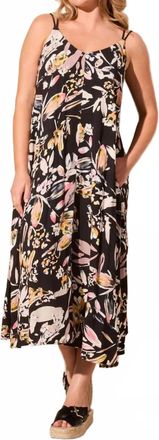 Tribal Adjustable Straps Maxi Dress In Black