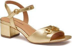 Johnston & Murphy Edith Ankle Strap Sandal in Gold Metallic Sheepskin at Nordstrom Rack, Size 6.5