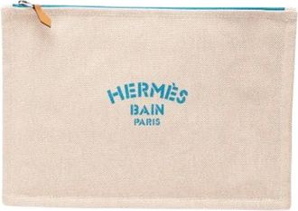 Herm&egrave;s Pre-owned Clutches, female, Beige, Size: ONE SIZE Pre-owned Canvas Pouch