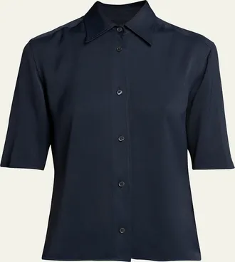 Jil Sander Short-Sleeve Viscose Button-Down Shirt