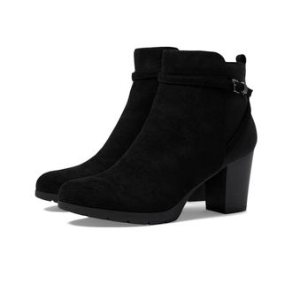 Anne Klein Riah Boots Womens Black Suede Round Toe Block Heel Bootie RHS8221