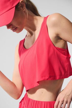 Alo | Cropped Sport Star Tank Top in Candy Red, Size: Medium