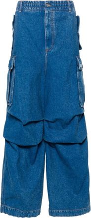 Marni logo-patch cargo jeans - men - Cotton/Polyester/Cotton - 33 - Blue
