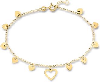 RS Pure by Ross-Simons Italian 14kt Yellow Gold Heart Station Bracelet