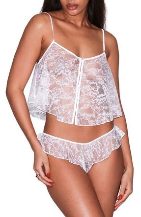 Fleur du Mal Flutter Sheer Lace Crop Camisole in Ivory at Nordstrom, Size X-Small