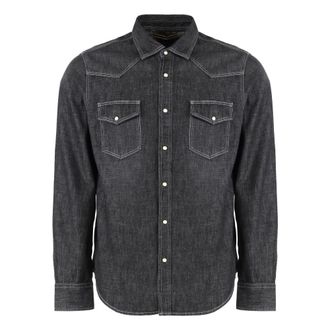 Moorer Denim overhemd met twee voorzakken - Heren - Spijkeroverhemden - Grijs - M - Denim - Overhemden