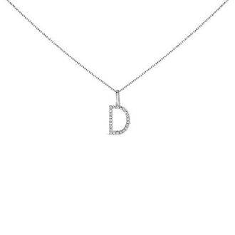 House of Brilliance Sterling Silver Diamond Accent A-Z Initial Pendant Necklace in Sterling Silver |D at Nordstrom
