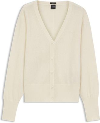 BOSS Ribbed-trim cardigan in cashmere