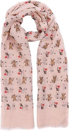 World of Shawls Pug Dog, Dachshund Dogs, Spaniel Dog, Jack Russell Print Scarf - All Seasons Lovely Soft Scarf Wraps Shawl Scarves (I love My Puppy Peach)