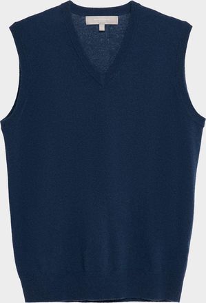 Neiman Marcus Mens Cashmere Knit V-Neck Vest
