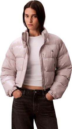 Calvin Klein Womens Shine Cropped Puffer Jacket, Grey (Gull Gray), M