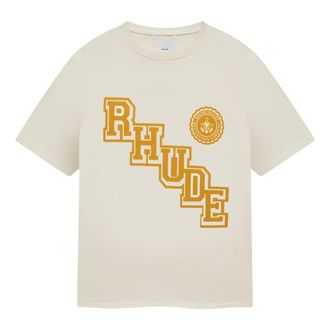 Rhude T-Shirts, male, White, M, Collegiate Crest T-Shirt