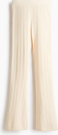 H&M Ausgestellte Hose in Pointellestrick - White