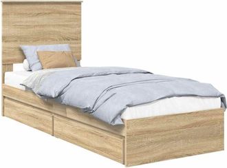 vidaXL Bed Frame with Drawer Sonoma Oak 75 x 190 cm Engineered Wood vidaXL