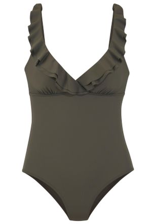 Jette Badeanzug JETTE, Damen, Gr. 36, Cup B, gr&uuml;n (oliv), Polyamid, Badeanz&uuml;ge Badeanzug, mit eleganter R&uuml;sche und Shaping-Effekt