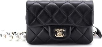 Chanel My Precious Pearls Waist Bag Quilted Lambskin Mini belt bag - Black