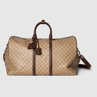 Gucci Essence Classic Large Duffle Bag, Beige, GG Canvas