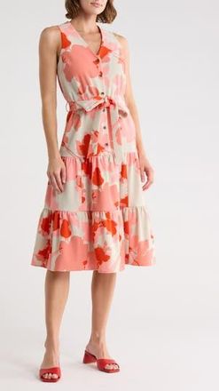 Calvin Klein Printed Belted Dress in Tulip Multi at Nordstrom Rack, Size 12
