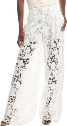 Oscar De La Renta Oscar De La Renta Botanical Silk-Lined Wide Leg Pant