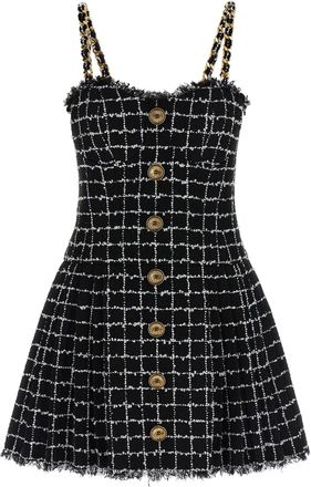 Balmain Tweed Dress Abiti Nero-Donna